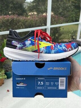 Brooks Launch 9 Womens Running Shoes Size 7.5 Tie Dye Watercolor Walking Comfort
